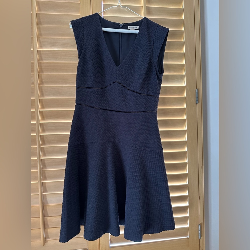 Rebecca Taylor Black Textured Midi Dress